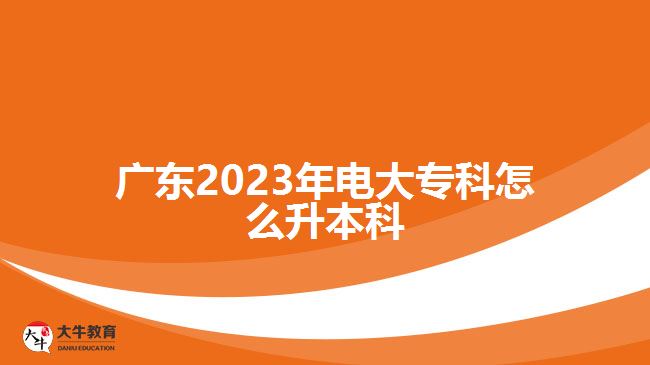 广东2023年电大专科怎么升本科
