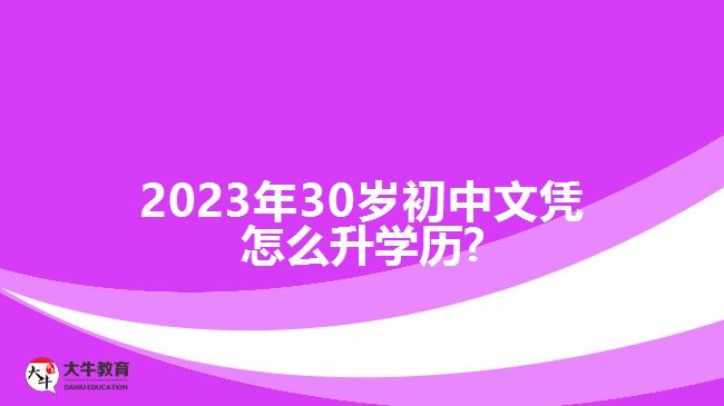2023年30岁初中文凭怎么升学历?